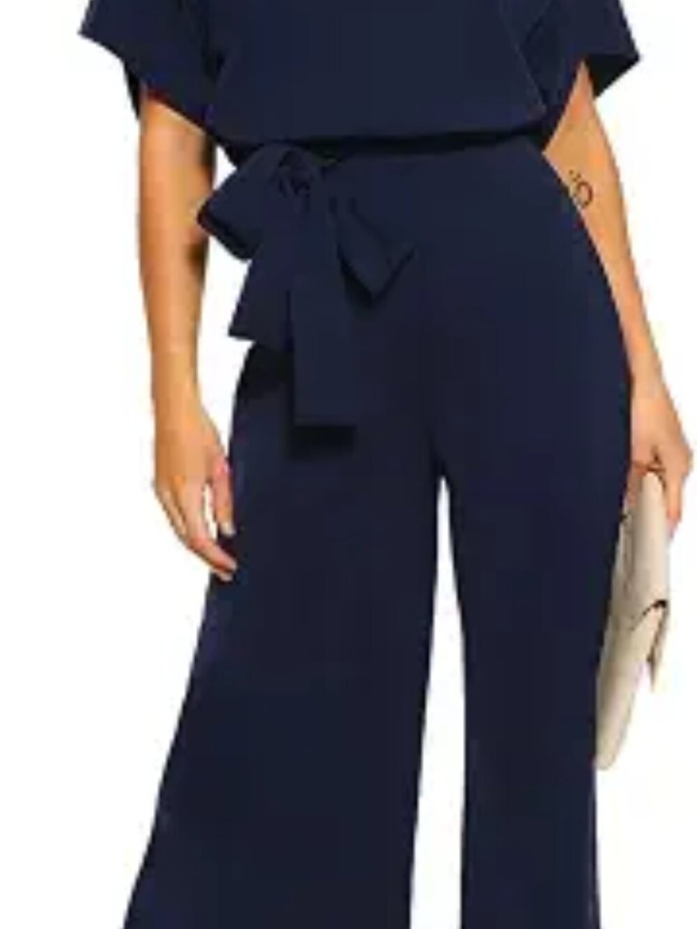 Navy Jumpsuit for Women Casual Loose Batwing Sleeve Dressy Crewneck Size